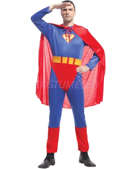 Men's Superhero Superman Man Of Steel Costume Jumpsuit