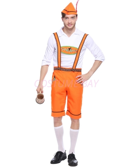 Bavarian Guy Mens Oktoberfest Costume Orange