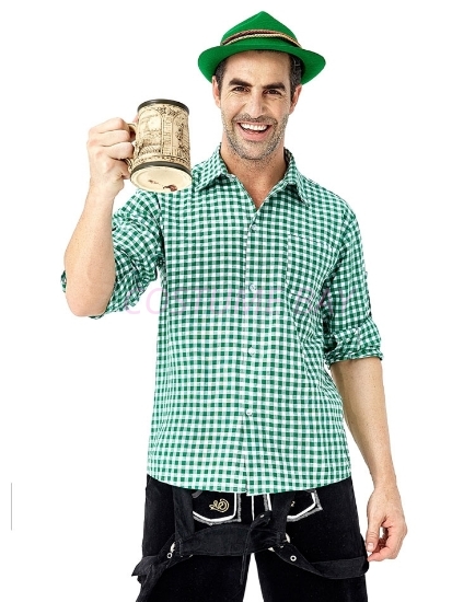 Bavarian Guy Mens Lederhosen Green Shirt
