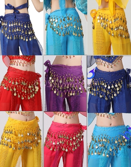 Kids Girls Belly Bollywood Dance Coins Hip Scarf Skirt  Wrap Belt Costume