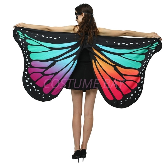 Woman's  Soft Fabric MultiColor Butterfly Wings Cape