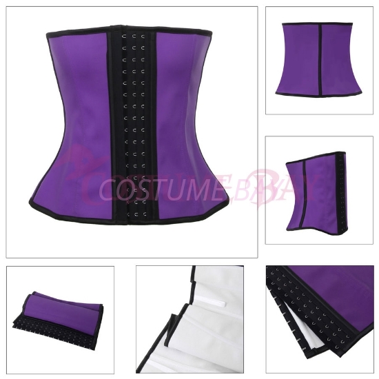 Women Latex Waist Training Corset-Purple