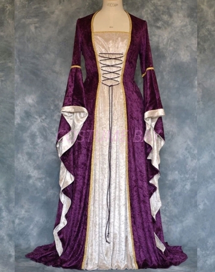 Womens Medieval Gothic Renaissance Gown Costume - Purple
