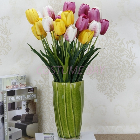 Bouquet 3 Heads Fake Tulip Artificial Silk Flower