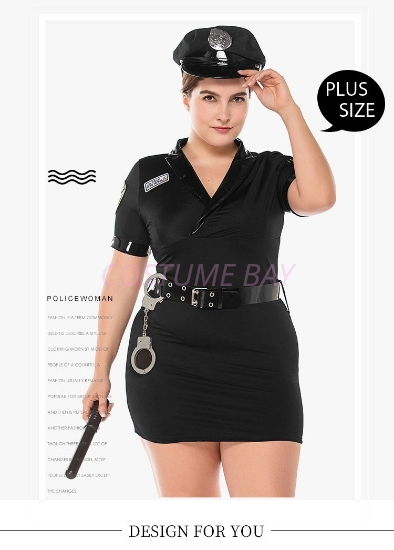 New Ladies Police Cop Party Fancy Dress Costume Outfit - Plus Size