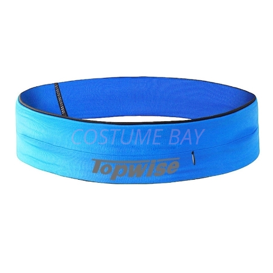 Sports Running Waist Belt With Zipper - Blue