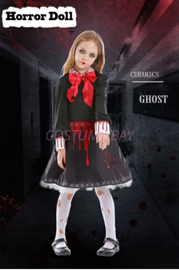 Girls Halloween Horror Doll Costume