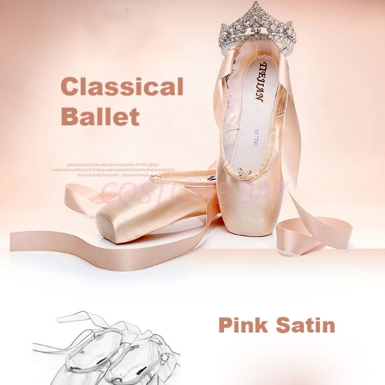 Deluxe Pink Ballet Dancing Shoes With Optional Silica Toe Pads