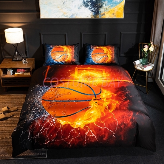 3D Hot Fire Basketball Duvet Cover Set With Pillowcase