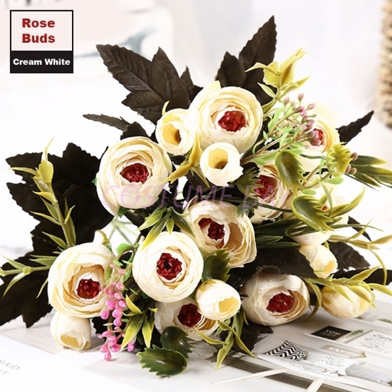 2pcs Bouquet 8 Heads 5 Branches Artificial Roses Flowers - White