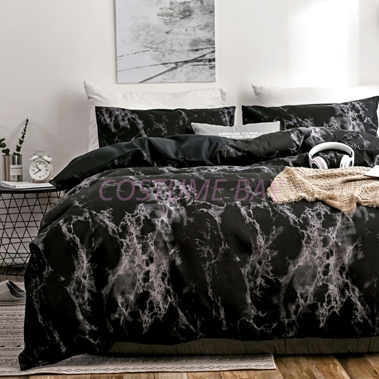 Black Marble Bed Duvet Cover Set