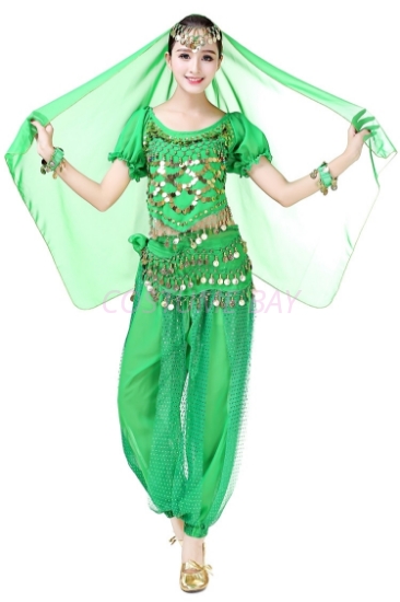 Women's Belly Dance Two Pieces Outfits-Green