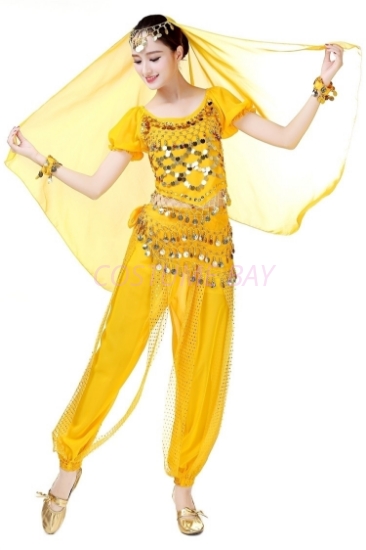 Women's Belly Dance Two Pieces Outfits - Yellow