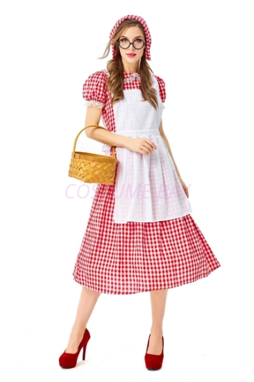 Womens Little Red Riding Hood Red And White Checked Dress