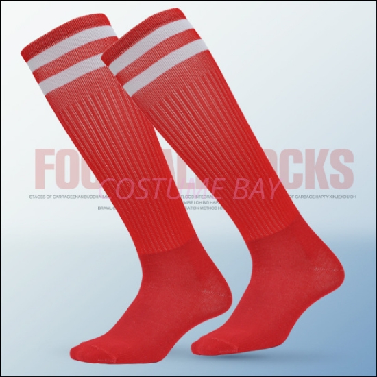 Adults Kids High Knee Football Sport Socks - RED
