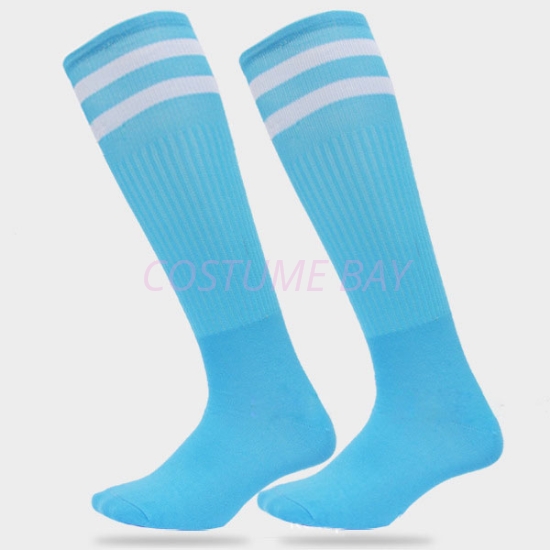 Adults Kids High Knee Football Sport Socks - Light Blue