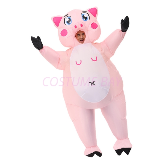 Fan Operated Inflatable Pink Pig Costume Suit For Adults
