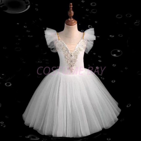 Girls Ballet Dancing Tutu Dress - White
