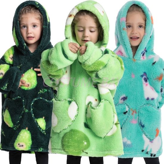 New Design Kids Toddler Animal Fruit Print Blanket Hoodie