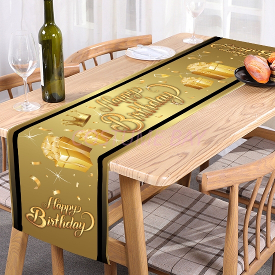 Gold Happy Birthday Decoration Table Runner 180*35CM