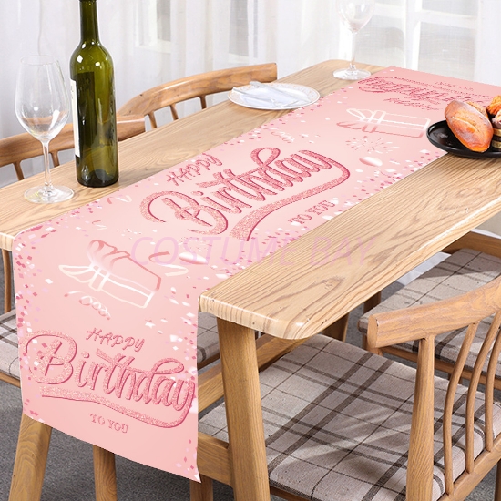 Pink Happy Birthday Decoration Table Runner 180*35CM