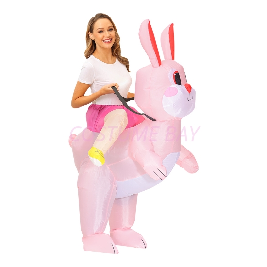 Fan Operated Adult Inflatable Riding Rabbit Easter Halloween Costume