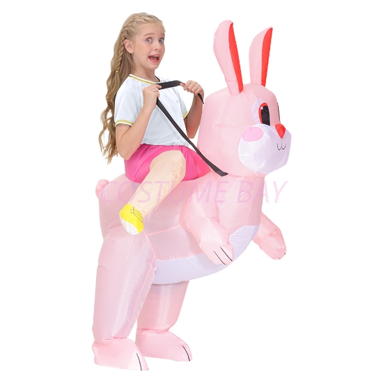 Fan Operated Kids Inflatable Riding Rabbit Easter Halloween Costume