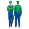 Picture of Super Mario Bros Mens Costume Luigi  Green / Blue Jumpsuit