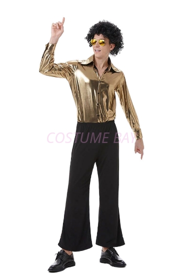 Picture of Mens Golden 1960s 70s Retro Hippie Costume Outfit