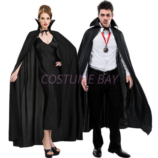 Picture of Adult Kids Halloween Black Cape Cloak with Collar