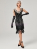 Picture of 1920s Vintage Big V-Neck Flapper dress - Black