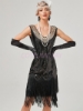 Picture of 1920s Vintage Big V-Neck Flapper dress - Black