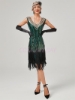 Picture of 1920s Vintage Big V-Neck Flapper dress - Dark Green