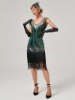 Picture of 1920s Vintage Big V-Neck Flapper dress - Dark Green