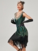 Picture of 1920s Vintage Big V-Neck Flapper dress - Dark Green