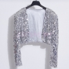 Picture of Womens Silver Sequin Cropped Jacket