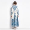 Picture of Women's Long Sleeve Maxi Dress - Blue Print