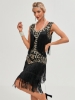 Picture of Roaring Classic 1920s Vintage Great Gatsby Fringe V-Neck Flapper Dress