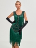 Picture of Roaring Classic 1920s Vintage Great Gatsby Fringe V-Neck Flapper Dress