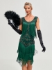 Picture of Roaring Classic 1920s Vintage Great Gatsby Fringe V-Neck Flapper Dress