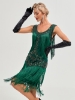 Picture of Roaring Classic 1920s Vintage Great Gatsby Fringe V-Neck Flapper Dress