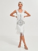 Picture of Roaring Classic 1920s Vintage Great Gatsby Fringe V-Neck Flapper Dress