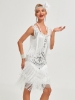 Picture of Roaring Classic 1920s Vintage Great Gatsby Fringe V-Neck Flapper Dress