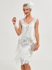 Picture of Roaring Classic 1920s Vintage Great Gatsby Fringe V-Neck Flapper Dress