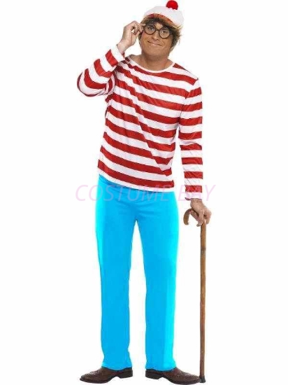 Picture of Red and White Stripes Wally Mens Costume