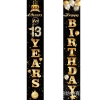 Picture of Black Vertical Happy Birthday Door Banner with Numbers 