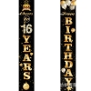 Picture of Black Vertical Happy Birthday Door Banner with Numbers 