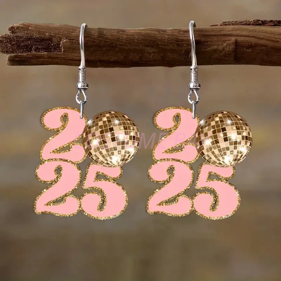 Picture of Pink 2025 New Year Earrings