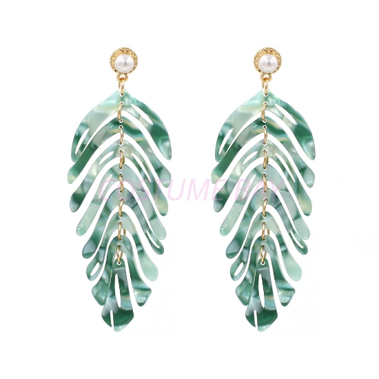 Picture of Green Leaf Dangle Earrings